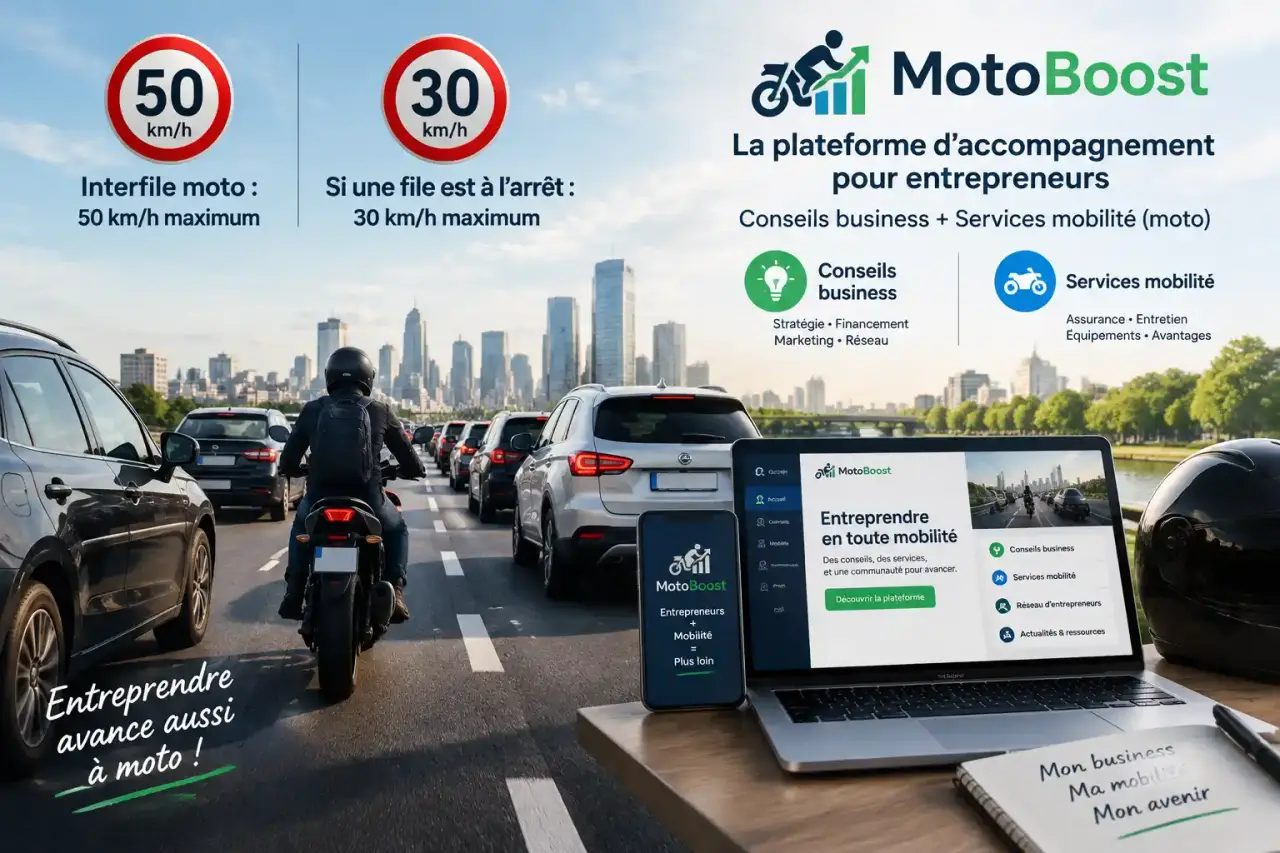 Interfile moto : 50 km/h maximum, 30 km/h si une file est à l’arrêt