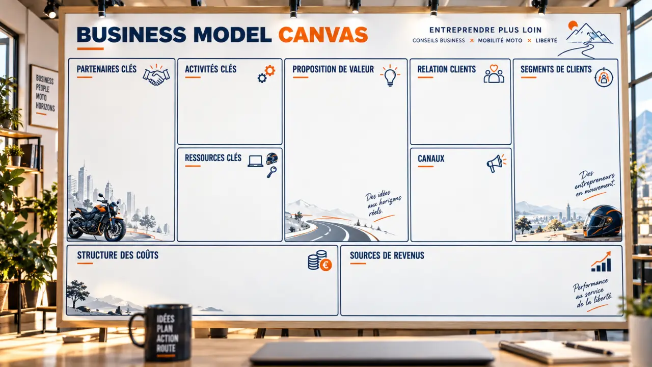 Business model canvas à remplir : 9 blocs pour relier clients, revenus et coûts