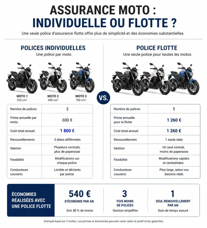Comparaison entre assurance moto individuelle et assurance flotte moto