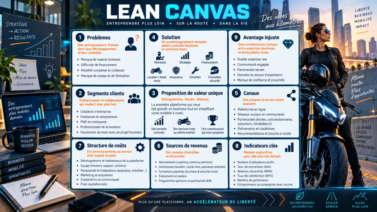 Le Lean Canvas teste une idée en 9 blocs avant le MVP