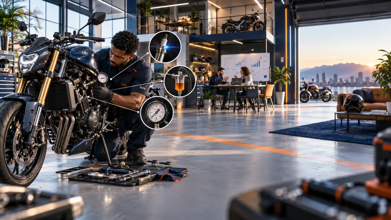Le démarreur tourne, mais la moto ne démarre pas : contrôlez l’étincelle, l’essence et la compression