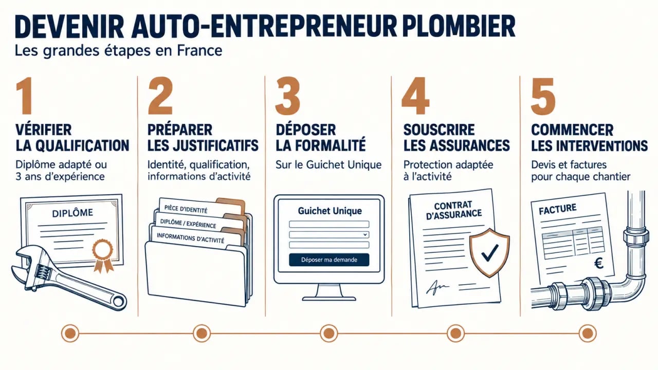 Étapes pour devenir auto-entrepreneur plombier en France