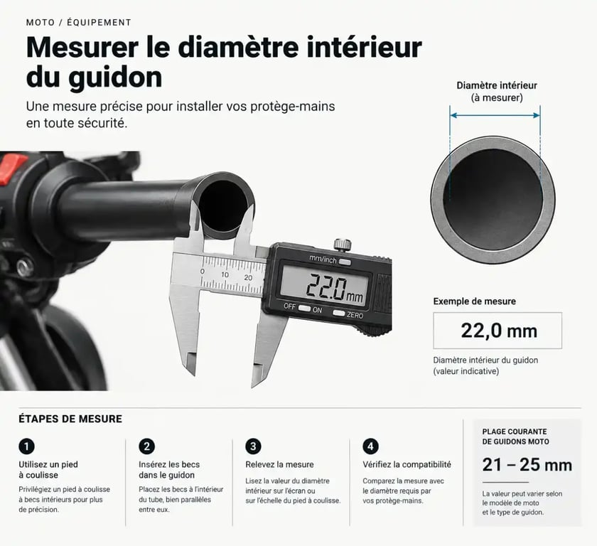 Mesure du diamètre de guidon pour installer des protège mains pour moto